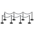 Montour Line Stanchion Post and Rope Kit Black, 8 Flat Top 7 Gray Rope C-Kit-8-BK-FL-7-PVR-GY-PS